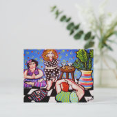 Yoga Divas mit Martinis Postkarte (Stehend Vorderseite)