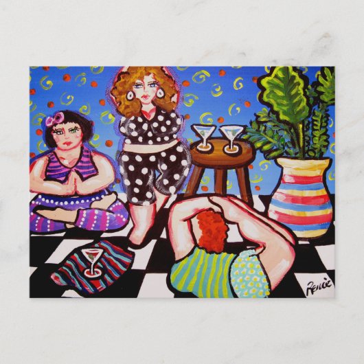 Yoga Divas mit Martinis Postkarte (Vorderseite)