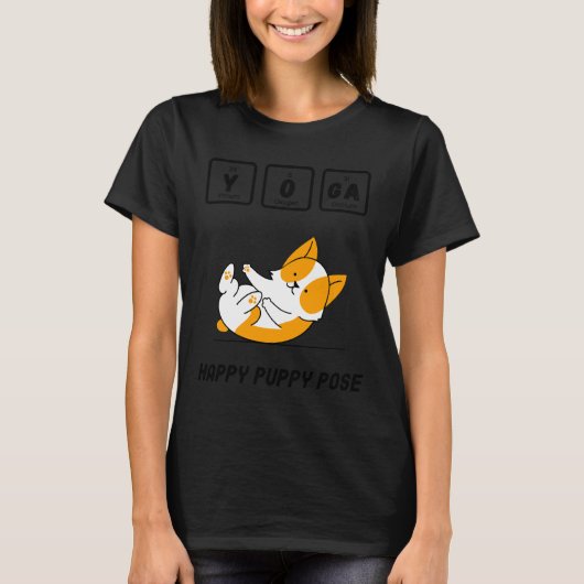 Yoga Dog Chemistry Happy Puppy Pose T-Shirt (Vorderseite)