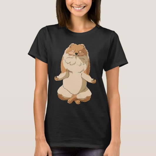 Yoga Dog Pomeranian T-Shirt (Vorderseite)