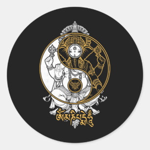 Yoga Elefant Gott Ganesh Ganesha Indisch Yin Yang Runder Aufkleber