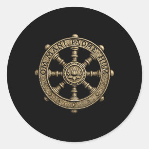 Yoga Elegant Lotusblume Spirituelles Dharma-Rad S Runder Aufkleber