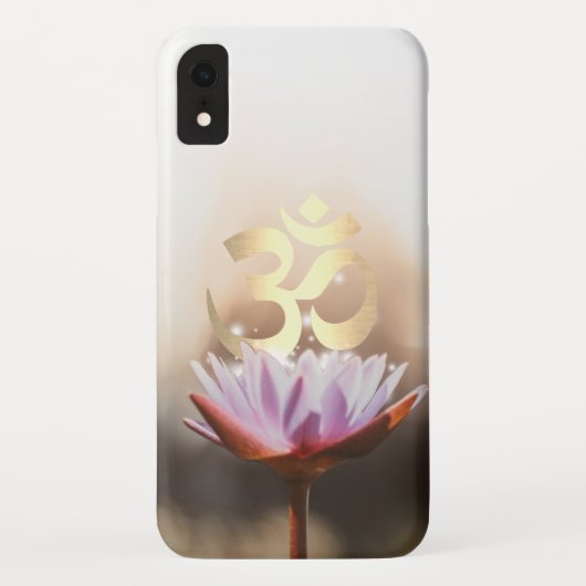 Yoga-elegantes Lotos-Blumen-u. Goldom-Symbol Case-Mate iPhone Hülle (Rückseite)