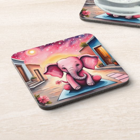 Yoga Elephant Getränkeuntersetzer (Linke Seite)