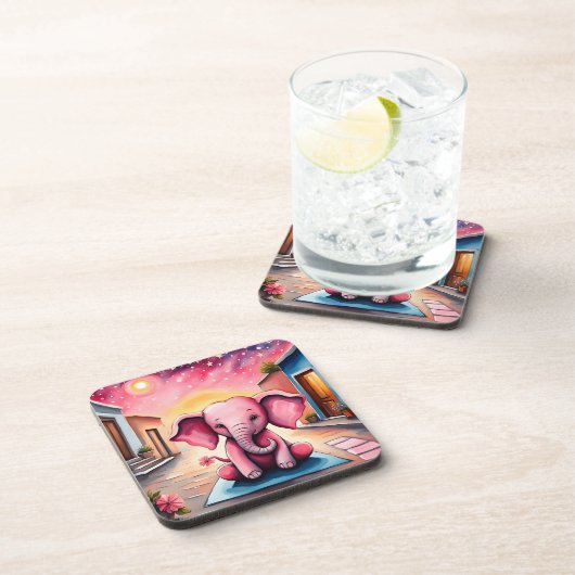 Yoga Elephant Getränkeuntersetzer (Rechte Seite)