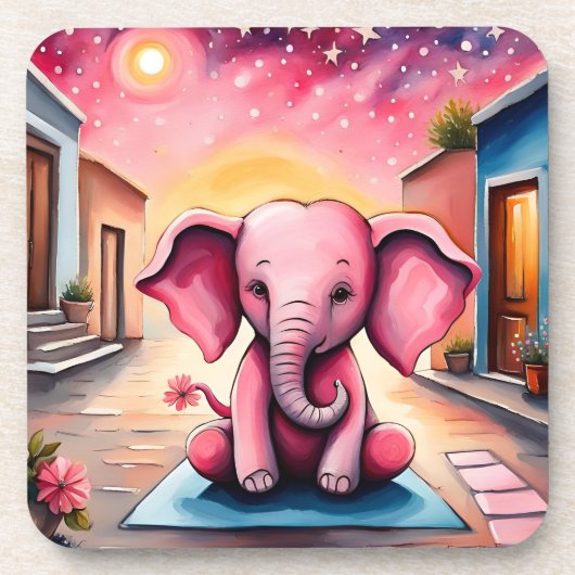 Yoga Elephant Getränkeuntersetzer (Vorderseite)
