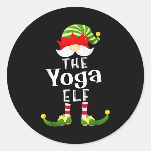 Yoga Elf Group Christmas Funny Pajama Party  Runder Aufkleber (Vorderseite)