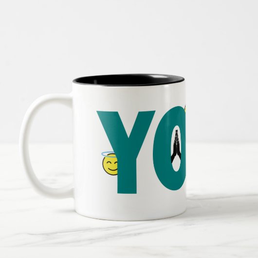 Yoga-Emoji-Tasse Zweifarbige Tasse (Links)