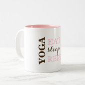 Yoga, essen, schlafen, wiederholen zweifarbige tasse (Vorderseite Links)
