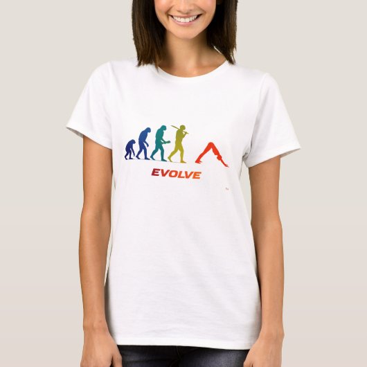 Yoga-Evolution Silhouette Downward-Facing Dog-Pose T-Shirt (Vorderseite)