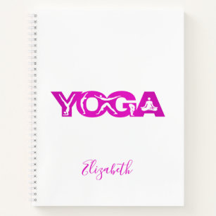 Yoga-Fitness lila weißer Name Notizblock