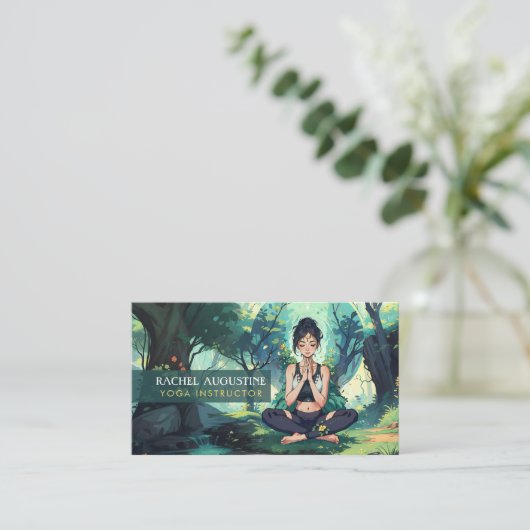 Yoga Fitness Meditation Instruktor für Naturwald Visitenkarte (Stehend Vorderseite)