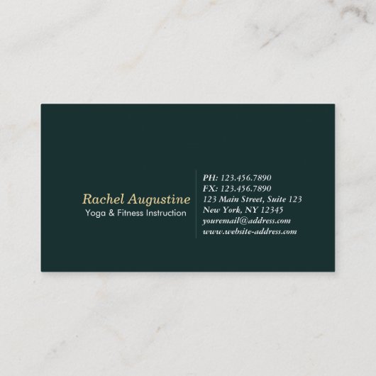 Yoga Fitness Meditation Instruktor für Naturwald Visitenkarte (Rückseite)