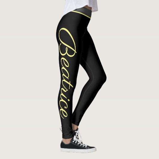 Yoga-Fitness mit personalisierter gelber Schrift u Leggings (Rechts)