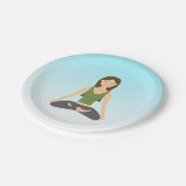 Yoga-Frau in der Pose Lotus Pappteller (Schrägansicht)