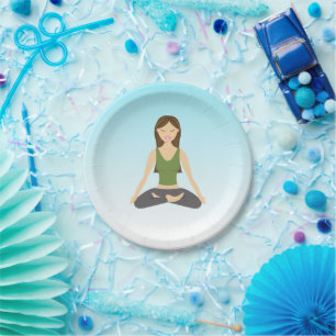 Yoga-Frau in Lotus-Pose Pappteller