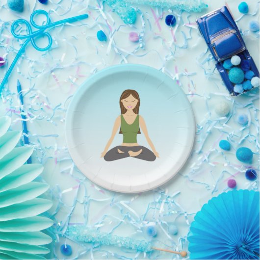 Yoga-Frau in Lotus-Pose Pappteller (Party)