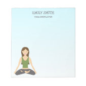 Yoga-Frau in Lotus-Pose und Yoga-Lehrertext Notizblock (Vorderseite)