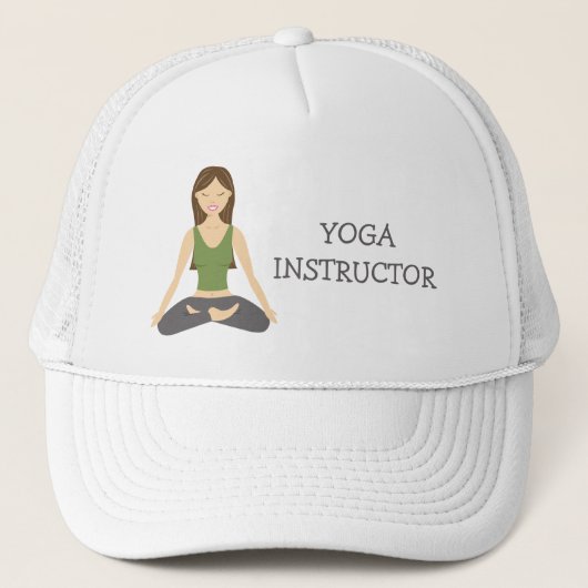 Yoga-Frau in Lotus-Pose und Yoga-Lehrertext Truckerkappe (Vorderseite)