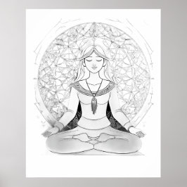 Yoga-Frau in Lotus-Position Poster