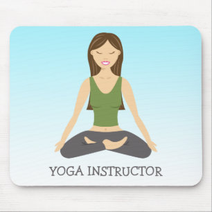 Yoga-Frau in Lotussitz und Yoga-Lehrer-Text Mousepad
