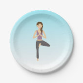 Yoga-Frau in Pose Pappteller (Vorderseite)