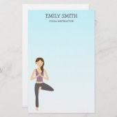 Yoga-Frau in Pose Tree Yoga-Lehrerin Briefpapier (Vorne/Hinten)
