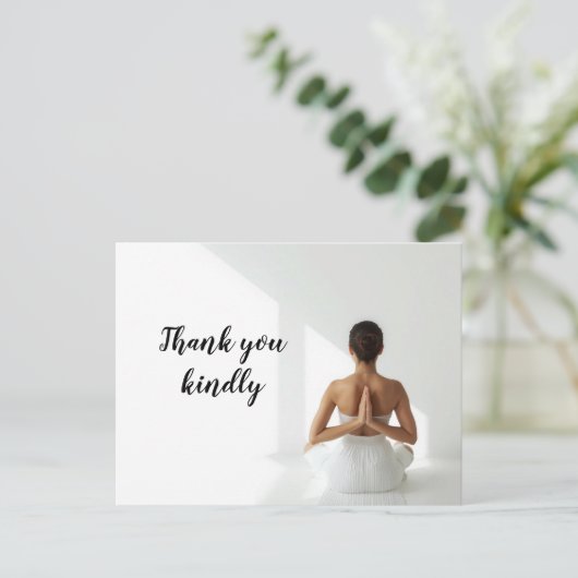 Yoga-Frau Postkarte (Stehend Vorderseite)