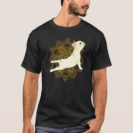 Yoga Frenchie Bulldog Bhujangasana Mandala T-Shirt (Vorderseite)