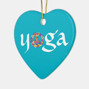 Yoga-Friedenszeichen-Blumen Keramik Ornament