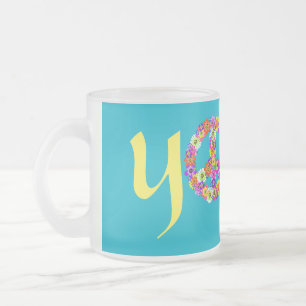 Yoga-Friedenszeichen-Blumen Mattglastasse