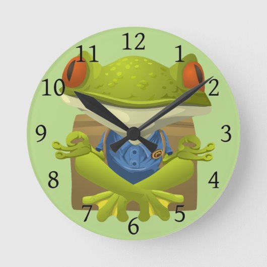 Yoga Frog Runde Wanduhr (Vorderseite)