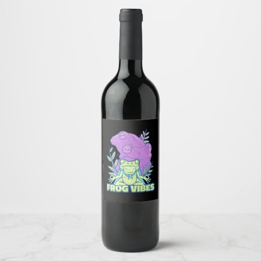 Yoga Frog Vibes Weinetikett (Vorderseite)