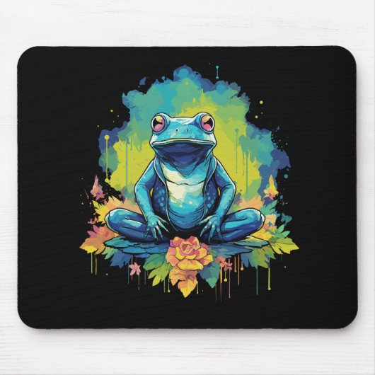 Yoga Frog Wasserfarbe Stil Mousepad (Vorne)