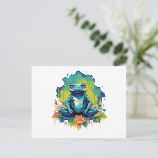 Yoga Frog Wasserfarbe Stil Postkarte (Stehend Vorderseite)