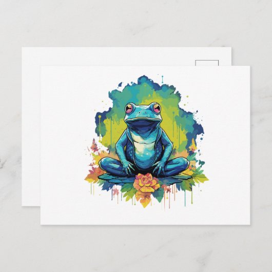 Yoga Frog Wasserfarbe Stil Postkarte (Vorne/Hinten)