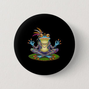 Yoga Frosch Friedlicher Frieden Hippie Button