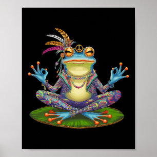 Yoga Frosch Friedlicher Frieden Hippie Poster