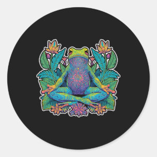 Yoga-Frosch meditiert Zen-Pose Lance Stretch Runder Aufkleber