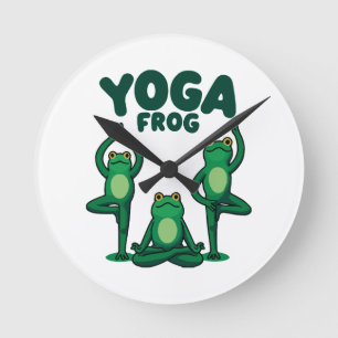 Yoga Frösche Runde Wanduhr