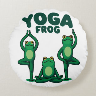 Yoga Frösche Rundes Kissen