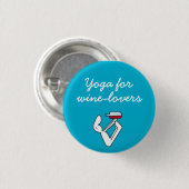 Yoga für Winelovers Blau-Abzeichen Button (Vorne & Hinten)