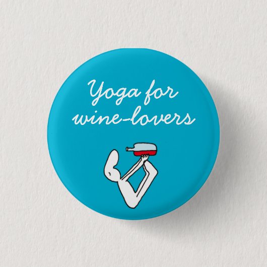 Yoga für Winelovers Blau-Abzeichen Button (Vorderseite)