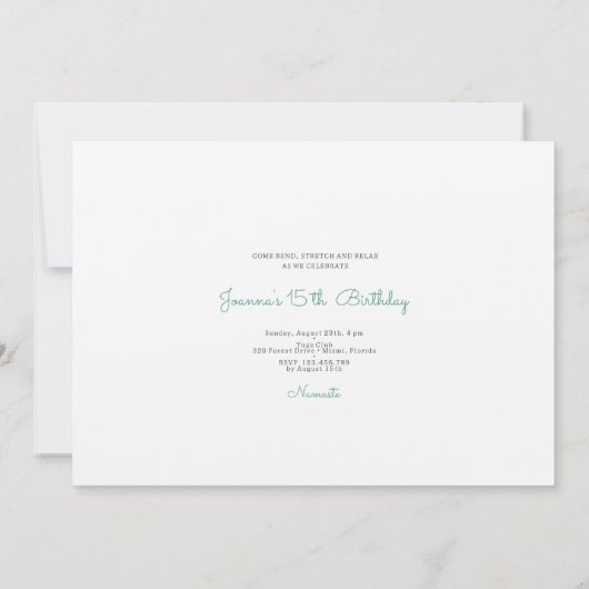 Yoga-Geburtstagsparty Einladung (Rückseite)