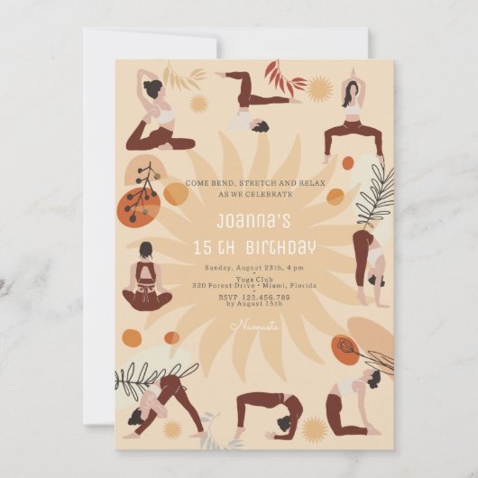 Yoga-Geburtstagsparty Einladung (Vorderseite)