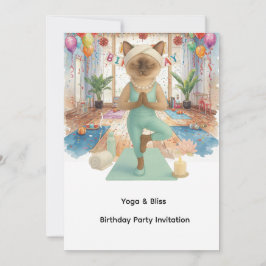 Yoga Geburtstagsparty für Siameskatzenliebhaber Einladung