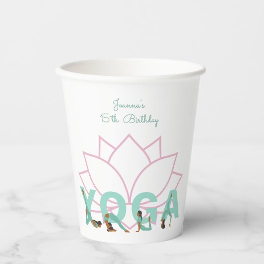 Yoga-Geburtstagsparty Pappbecher (Vorderseite)