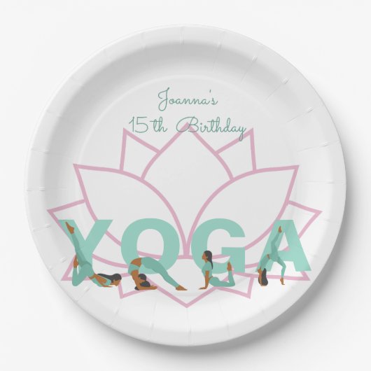 Yoga-Geburtstagsparty Pappteller (Vorderseite)