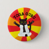 Yoga Geschenk Katzenguru-Enthusiast Meditation Fri Button (Vorderseite)