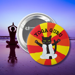 Yoga Geschenk Katzenguru-Enthusiast Meditation Fri Button